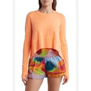 FREE PEOPLE MOVEMENT XS light orange Breezy Tempo long sleeve $50.00 retail NWOT
